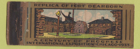 Matchbook Cover - 1933 Chicago World's Fair Fort Dearborn WORN