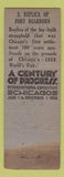 Matchbook Cover - 1933 Chicago World's Fair Fort Dearborn WORN