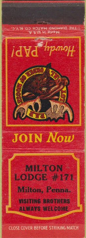Matchbook Cover - Moose Lodge Milton PA