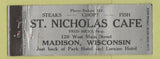 Matchbook Cover - St Nicholas Cafe Madison WI WEAR