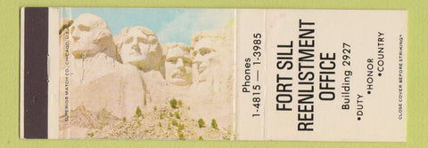 Matchbook Cover - Port Sill Reenlistment Office Military