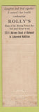 Matchbook Cover - Rolly's Moving Picture Bar Movies