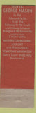 Matchbook Cover - Hotel George Mason Alexandria VA