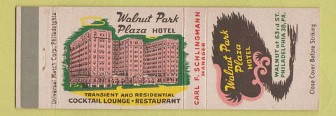 Matchbook Cover - Walnut Park Plaza Hotel Philadelphia PA