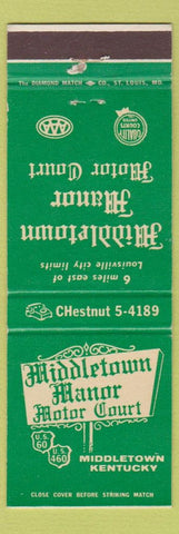 Matchbook Cover - Middletown Manor Motor Court Middletown KY
