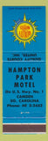 Matchbook Cover - Hampton Park Motel Camden SC
