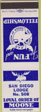 Matchbook Cover - Moose Lodge San Diego CA