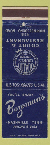 Matchbook Cover - Bozeman's Nashville TN Motel Restaurant
