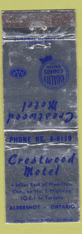 Matchbook Cover - Crestwood Motel Aldershot ON WORN