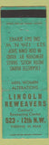 Matchbook Cover - Lincoln Reweavers Canton OH WORN