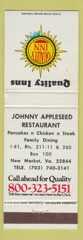 Matchbook Cover - Quality Inn Johnny Appleseed Restaurant New Market VA