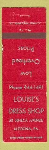 Matchbook Cover - Louise's Dress Shop Altoona PA WEAR