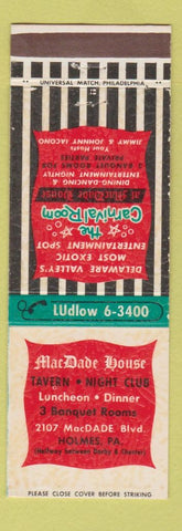 Matchbook Cover - Mac Dade House Holmes PA
