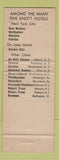 Matchbook Cover - Hotel Wellington New York City Knott Hotels