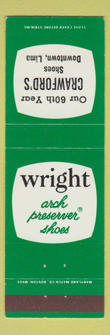 Matchbook Cover - Crawford's Shoes Lima NY? OH? Wright Arch SHoes
