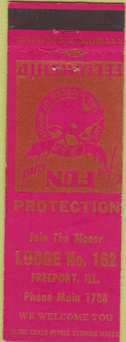 Matchbook Cover - Moose Lodge Freeport IL
