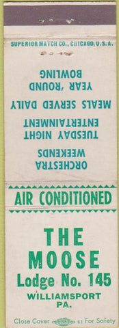 Matchbook Cover - Moose Lodge Williamsport PA