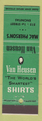 Matchbook Cover - Van Heusen Men's Clothes MacPherson's Encinitas CA