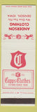 Matchbook Cover - Capps Men's Clothes Anderson Denison IA