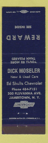 Matchbook Cover - Ed Shults Chevrolet Jamestown NY Dick Moseler