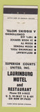 Matchbook Cover - Laurinburg Motel NC WEAR