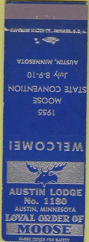 Matchbook Cover - Moose Lodge Austin MN 1955