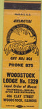 Matchbook Cover - Moose Lodge Woodstock IL