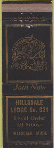 Matchbook Cover - Moose Lodge Hillsdale MI