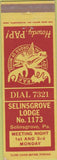 Matchbook Cover - Moose Lodge Selinsgrove PA