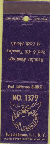 Matchbook Cover - Moose Lodge Port Jefferson Long Island NY