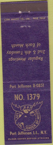 Matchbook Cover - Moose Lodge Port Jefferson Long Island NY