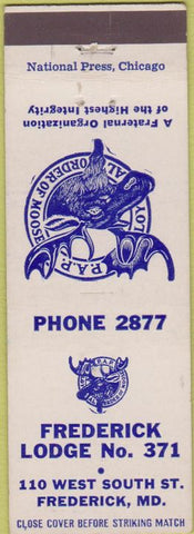Matchbook Cover - Moose Lodge Frederick MD