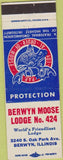 Matchbook Cover - Moose Lodge Berwyn IL