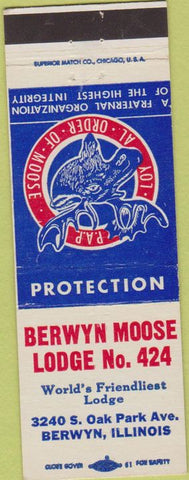 Matchbook Cover - Moose Lodge Berwyn IL
