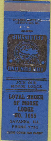 Matchbook Cover - Moose Lodge Savanna IL