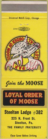 Matchbook Cover - Moose Lodge Steelton PA