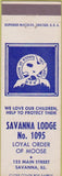 Matchbook Cover - Moose Lodge Savanna IL