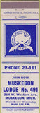 Matchbook Cover - Moose Lodge Muskegon MI