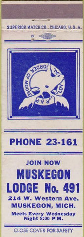 Matchbook Cover - Moose Lodge Muskegon MI