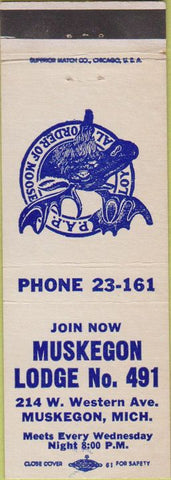 Matchbook Cover - Moose Lodge Muskegon MI
