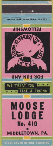 Matchbook Cover - Moose Lodge Middletown PA