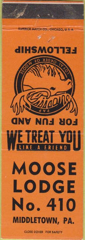 Matchbook Cover - Moose Lodge Middletown PA