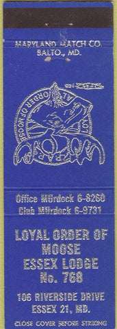 Matchbook Cover - Moose Lodge Essex MD