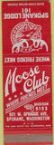 Matchbook Cover - Moose Lodge Spokane WA