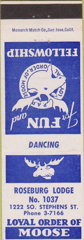 Matchbook Cover - Moose Lodge Roseburg OR