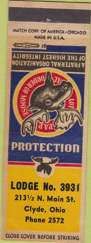 Matchbook Cover - Moose Lodge Clyde OH