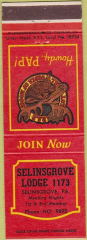 Matchbook Cover - Moose Lodge Selinsgrove PA