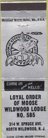 Matchbook Cover - Moose Lodge North Wildwood NJ