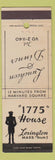 Matchbook Cover - 1775 House Lexington MA