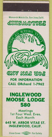 Matchbook Cover - Moose Lodge Inglewood CA